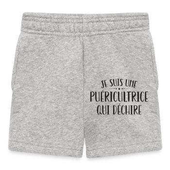 I'm a childcare worker who rocks - Baby Shorts - heather grey - Front