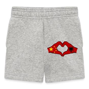 China Albania Flag Hands Heart Shape - Baby Shorts - heather grey - Front