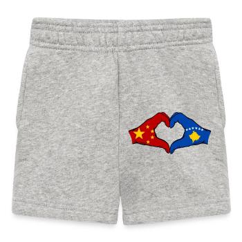 China Kosovo Flag Hands Heart Shape - Baby Shorts - heather grey - Front