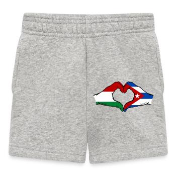 Ungarn Kuba Flagge Hände Herzform - Baby Shorts - Grau meliert - Vorne