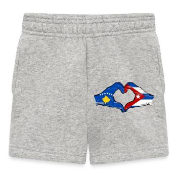 Kosovo Cuba Flag Hands Heart Shape Used - Baby Shorts - heather grey - Front