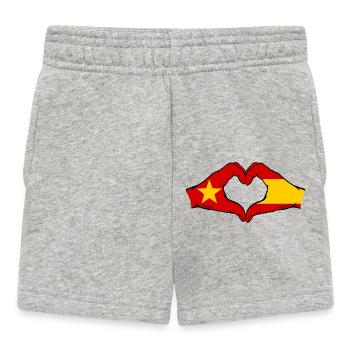 Vietnam Espagne Drapeau Mains Coeur Forme - Short Bébé - gris chiné - Devant