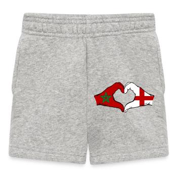 Morocco England Flag Hands Heart Shape - Baby Shorts - heather grey - Front