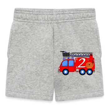 Fire engine 2 birthday children - Baby Shorts - heather grey - Front