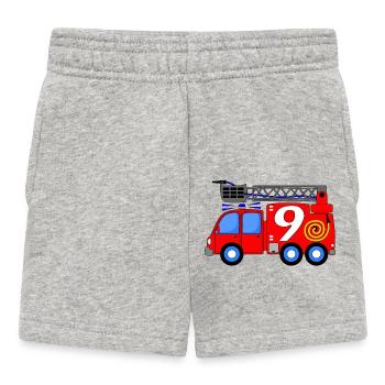 Fire engine 9 birthday children - Baby Shorts - heather grey - Front