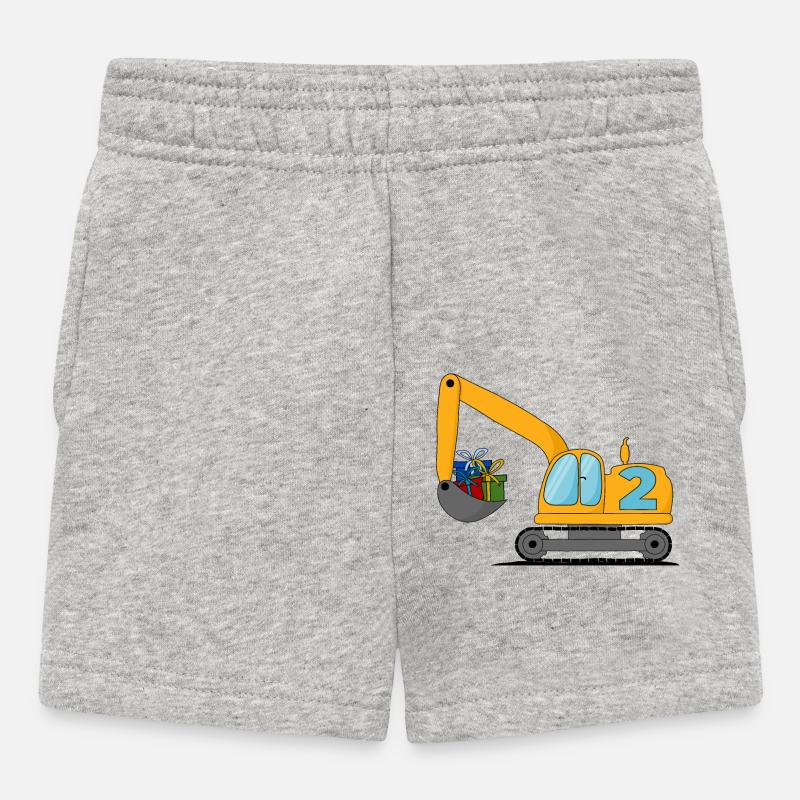 Bagger Kinder 2. Geburtstag - Baby Shorts - Grau meliert