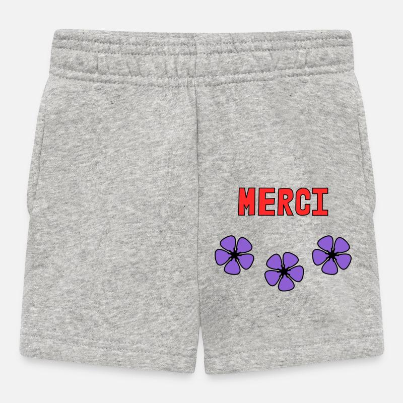 MERCI. ANNIVERSAIRE. NAISSANCE. RETRAITE. MERCI - Short Bébé - gris chiné