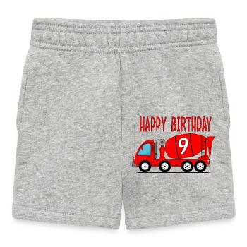 Concrete mixer Happy Birthday 9 - Baby Shorts - heather grey - Front