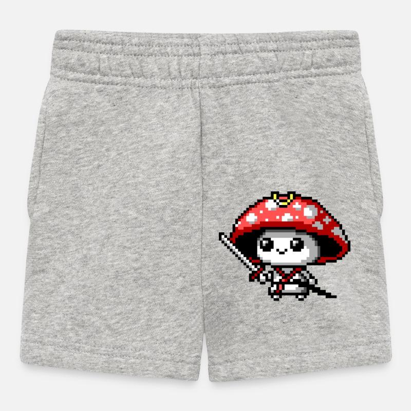 8bit Mushroom Samurai - Baby Shorts - heather grey