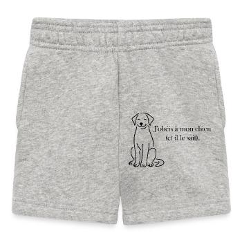 J’obéis à mon chien (et il le sait) - Short Bébé - gris chiné - Devant
