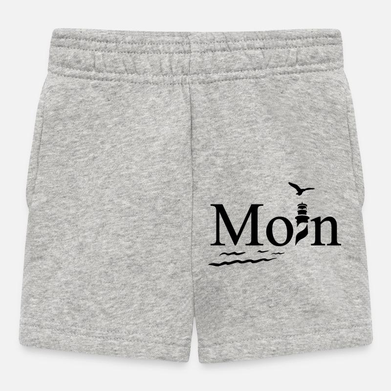Maritimes Moin Design mit Möwe und Leuchtturm - Baby Shorts - Grau meliert