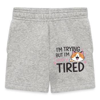 Tired Cat Trying - Baby Shorts - heather grey - Front