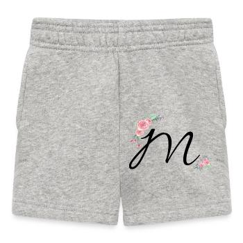 Lettre m fleurs - Short Bébé - gris chiné - Devant