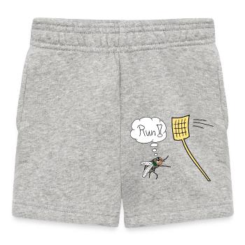 Fliege lustig Renn Run Vektor Fliegenklatsche - Baby Shorts - heather grey - Front