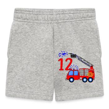 Camion de pompiers 12 enfants d’anniversaire - Short Bébé - gris chiné - Devant