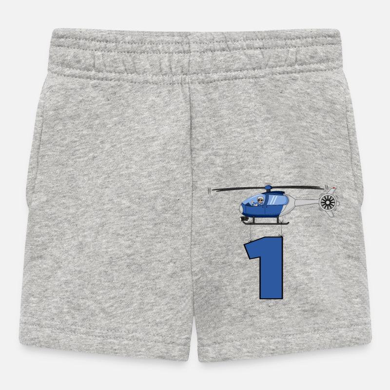 Hélicoptère 1er anniversaire - Short Bébé - gris chiné