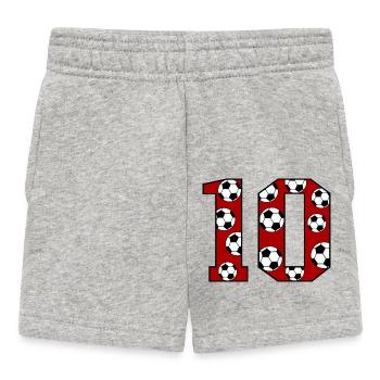 10th Birthday Football Red - Baby Shorts - heather grey - Front