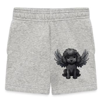 Dog poodle black fur angel wings cute comic - Baby Shorts - heather grey - Front