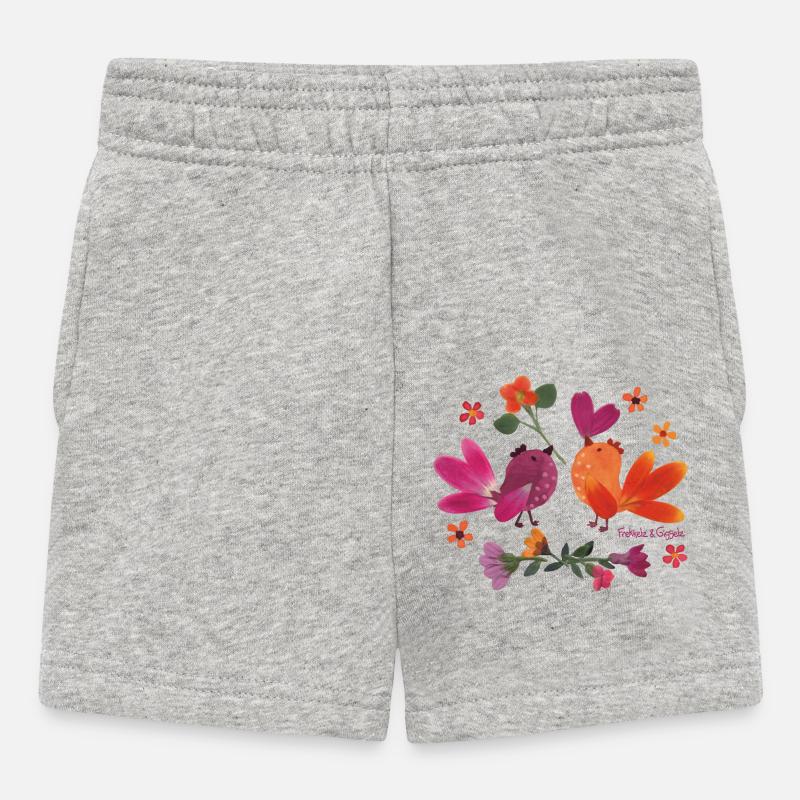 Oiseaux en fleurs - Short Bébé - gris chiné