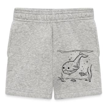 Cute Whale Coloring Page for Kids - Baby Shorts - heather grey - Front