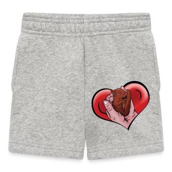 Comic baby squirrel in hands in heart - Baby Shorts - heather grey - Front