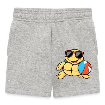 Fröhliche gelbe Schildkröte mit Sonnenbrille mit Strandball - Baby Shorts - Grau meliert - Vorne