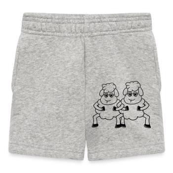 2 Sheep Looking Tired Bored Friends Team Crew - Baby Shorts - heather grey - Front