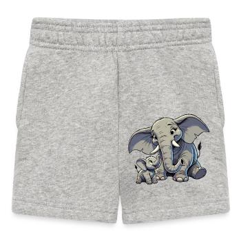 African elephant mother and child - Baby Shorts - heather grey - Front