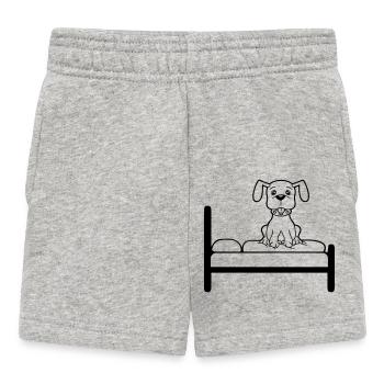 Hund Auf Bett Entspannt Schlafen Schlafzimmer Süß - Baby Shorts - Grau meliert - Vorne