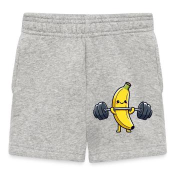 Lustige Banane hebt Gewichte - Baby Shorts - Grau meliert - Vorne