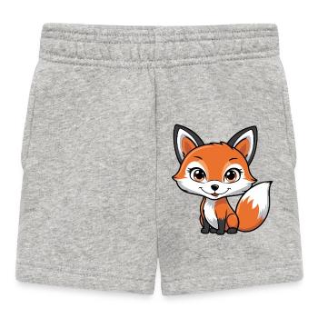 Renard mignon - Orange mignon avec de grands yeux - Short Bébé - gris chiné - Devant