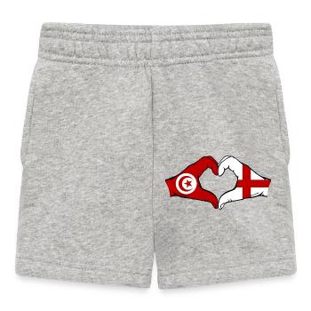 Tunisia England Flag Hands Heart Shape - Baby Shorts - heather grey - Front