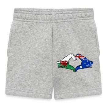 Pays de Galles Australie drapeau mains forme de coeur utilisé - Short Bébé - gris chiné - Devant