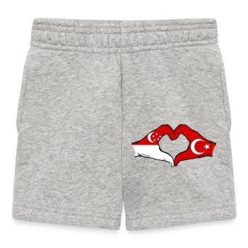 Singapore Turkey Flag Hands Heart Shape - Baby Shorts - heather grey - Front