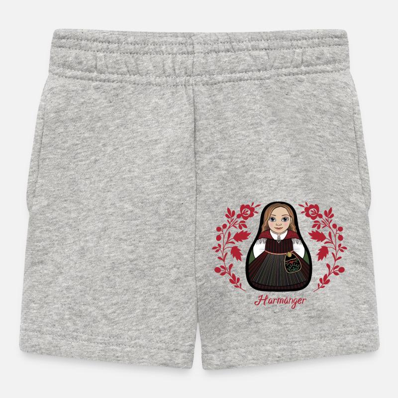 Harmångerstinta avec des fleurs - Short Bébé - gris chiné