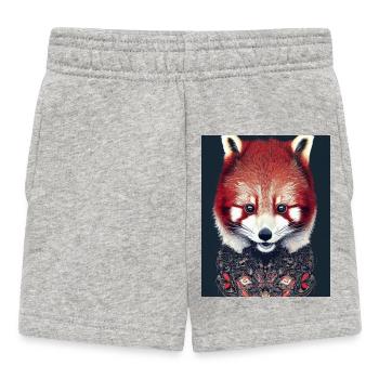 Red Panda as spiritual animal asia red flowers - Baby Shorts - heather grey - Front