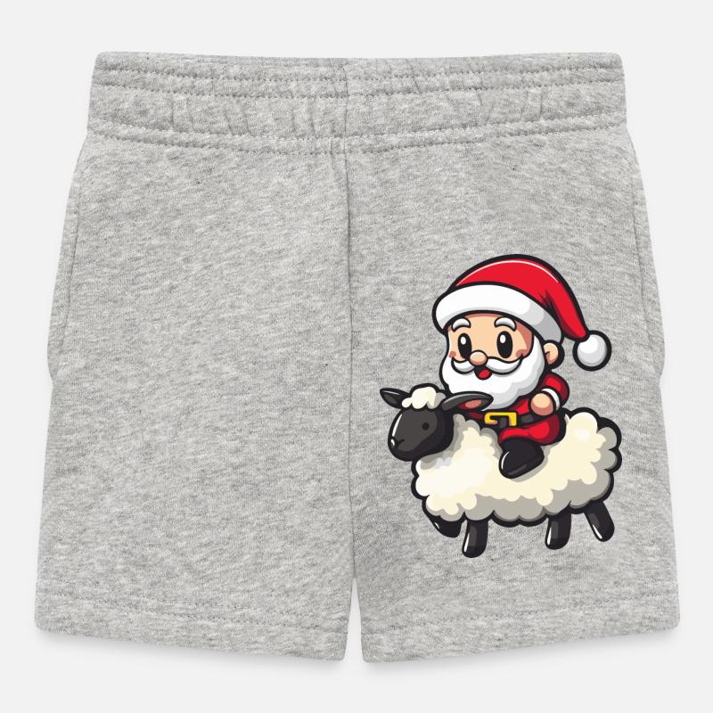 Mouton Père Noël Dessin animé - Short Bébé - gris chiné