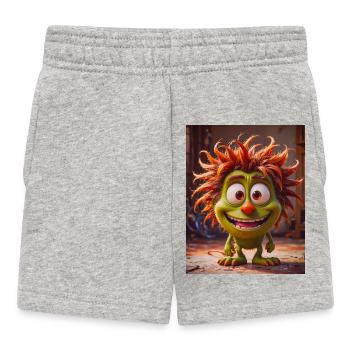 Happy Halloween cute monster wild hair scary funny - Baby Shorts - heather grey - Front