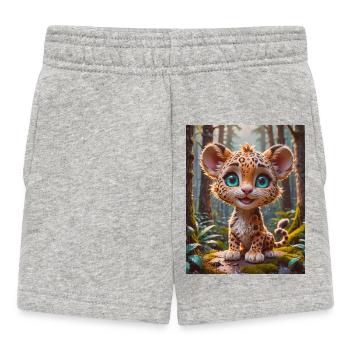 animaux africains super mignons – Léopard - Short Bébé - gris chiné - Devant