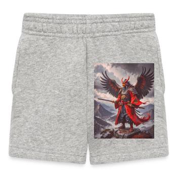 Majestätischer geflügelter Tengu-Krieger mit roter Maske über m - Baby Shorts - Grau meliert - Vorne