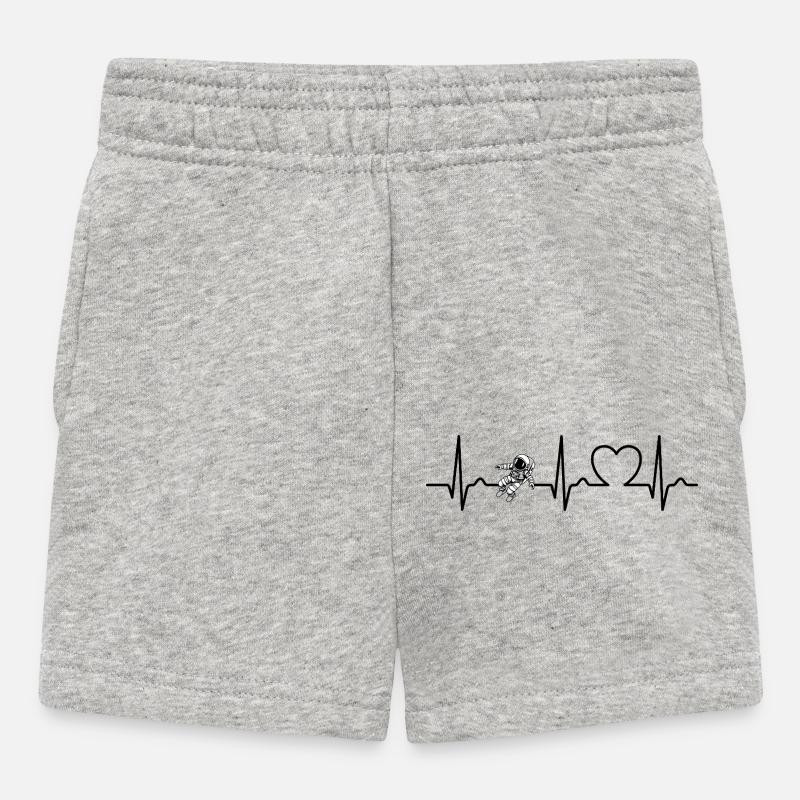 Courbe cardiaque - Pouls - ECG - Astronaute - Espace - Short Bébé - gris chiné