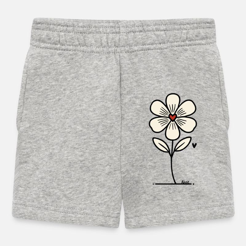 Fiore con cuore - Pantaloncini per bambini - grigio melange