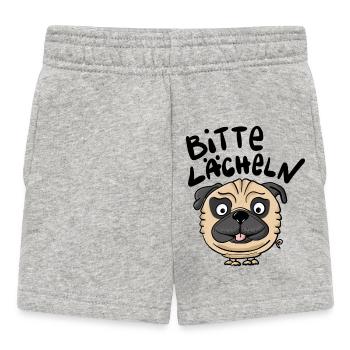 Mops Lächeln - Baby Shorts - Grau meliert - Vorne
