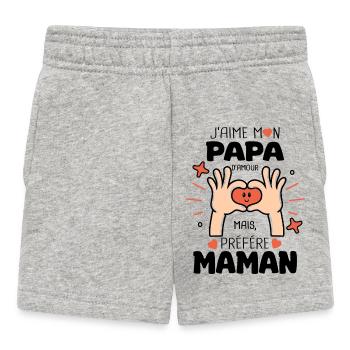 j'aime mon papa préfére maman naissance bébé - Short Bébé - gris chiné - Devant