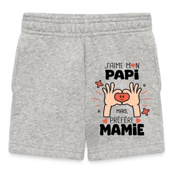 j'aime mon papi préfére mamie naissance bébé - Short Bébé - gris chiné - Devant