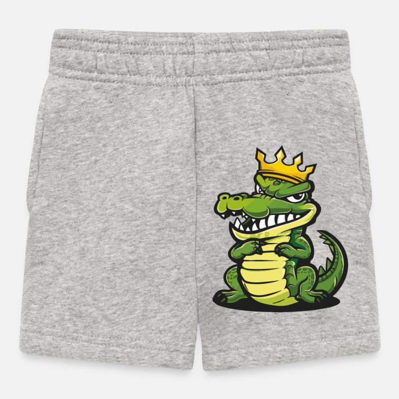 Alligator Cartoon Couronne - Short Bébé - gris chiné