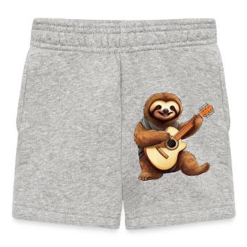 Chilliges Faultier mit Akustikgitarre - - Baby Shorts - Grau meliert - Vorne
