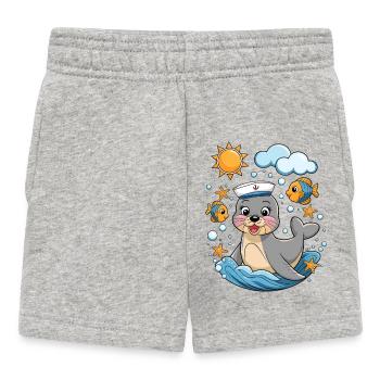 Funny seal for kids - Baby Shorts - heather grey - Front