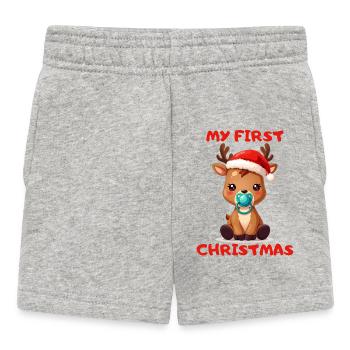 Weihnachts Baby Rentier - My first Christmas - Baby Shorts - Grau meliert - Vorne
