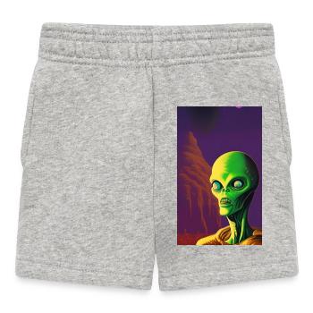 Creepy Horror Comic Alien on a strange planet - Baby Shorts - heather grey - Front